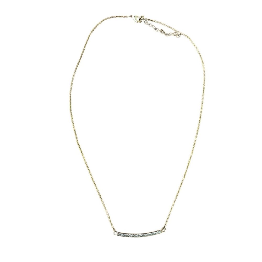 ATR BR CZ Gold Tone Bar Necklace Rhinestone Accents & Lobster Clasp